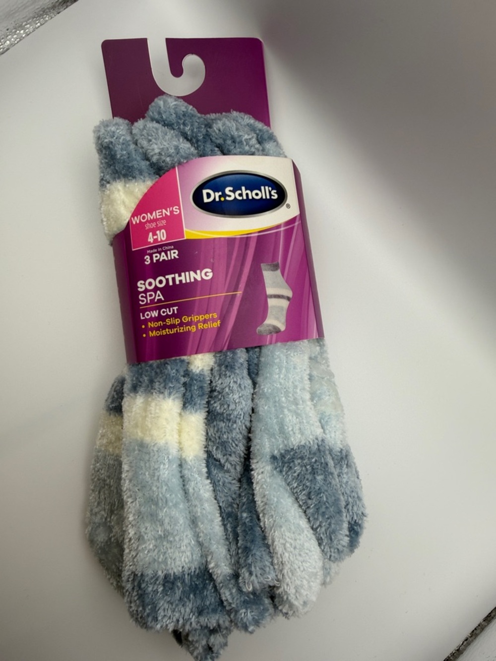 Dr. Scholl's Plush Spa Socks - Blue, Gray, Cream (3 Pack)